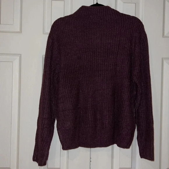 Mexx  purple stitch knit chunky turtle neck sweater Sz L - Picture 5 of 15